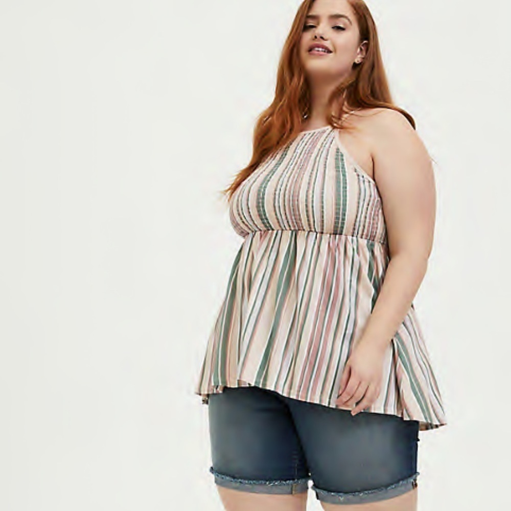 Torrid Smocked Striped Babydoll Top NWT Size 00X